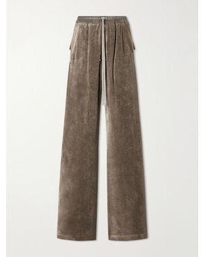 Rick Owens Bela Wide-Leg Drawstring Velour Trousers - Natural