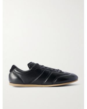 Lemaire Suede-Trimmed Leather Trainers - Blue