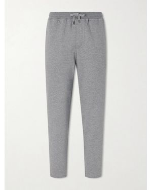 Brunello Cucinelli Tapered Cotton, Cashmere And Silk-Blend Jersey Joggers - Grey