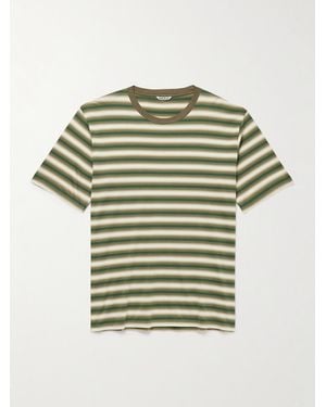 AURALEE T-Shirt aus gestreiftem Baumwoll-Jersey - Grün