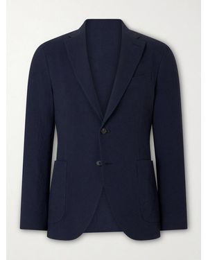 Slowear Seersucker Suit Jacket - Blue