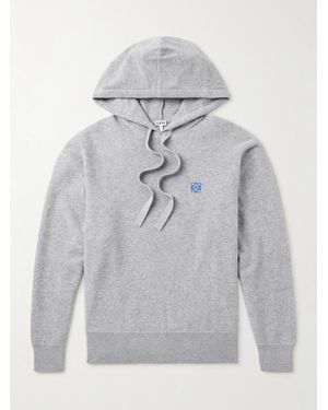 Loewe Logo-Embroidered Wool Hoodie - Grey
