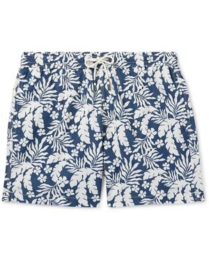 Hartford Straight-Leg Mid-Length Floral-Print Swim Shorts - Blue