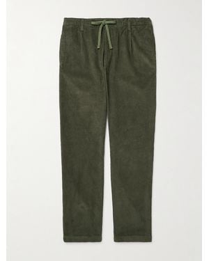 Hartford Tanker Slim-Fit Straight-Leg Cotton-Corduroy Drawstring Pants - Green