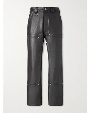 424 Hoorsenbuhs Straight-Leg Studded Leather Trousers - Grey