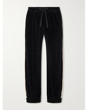 Valentino Garavani Striped Cotton-Blend Velvet Joggers - Black