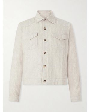 Oliver Spencer Witley Striped Cotton And Linen-Blend Jacket - Natural