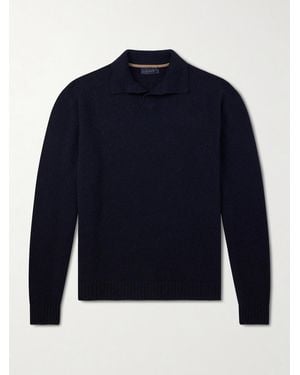 Sease Cashmere Wool-Blend Polo Jumper - Blue