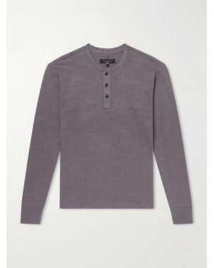 Rag & Bone Cotton-Jersey Henley T-Shirt - Purple