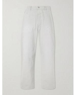 Maison Margiela Wide-Leg Paint-Splattered Cotton-Canvas Trousers - White