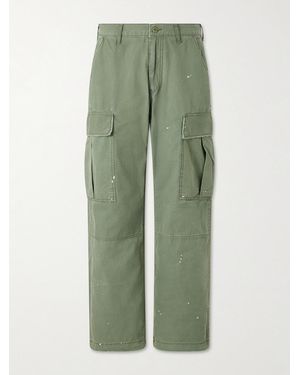 CHERRY LA Wide-Leg Paint-Splattered Cotton-Ripstop Cargo Trousers - Grün