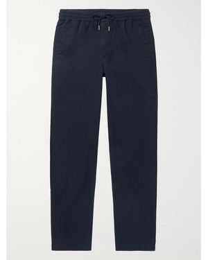 Folk Tapered Cotton-Twill Drawstring Trousers - Blue