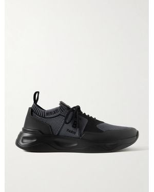 Berluti Shadow Rubber-Trimmed And Coated Stretch-Knit Trainers - Black
