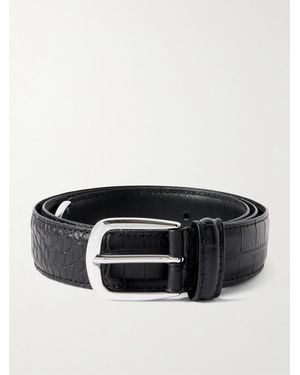 Anderson's 3Cm Croc-Effect Leather Belt - Black