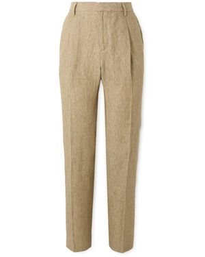 Sunspel Tapered Pleated Linen Suit Pants - Natural