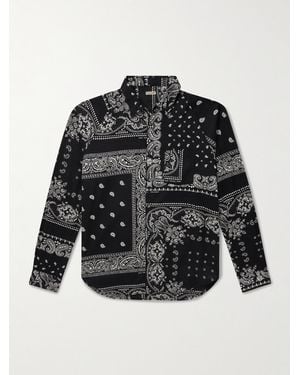 Kapital Bandana-Print Patchwork Cotton-Gauze Shirt - Black