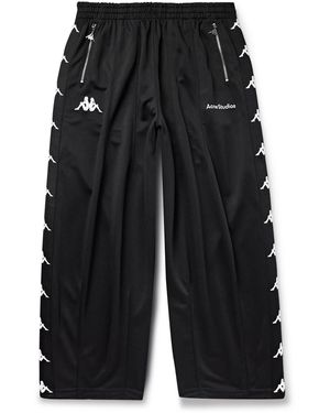 Acne Studios Kappa Wide-Leg Webbing-Trimmed Logo-Embroidered Tech-Jersey Track Pants - Black