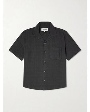 Corridor NYC Convertible-Collar Checked Cotton Shirt - Black