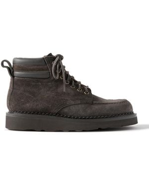 Yuketen Leather-Trimmed Suede Boots - Black