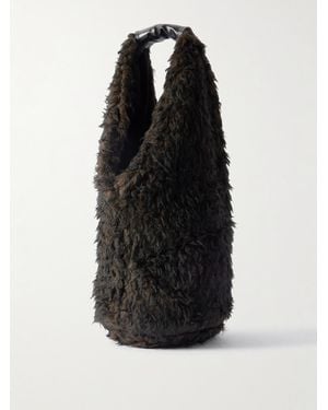 Our Legacy Drip Tote aus Plüschmaterial mit Lederbesatz - Schwarz