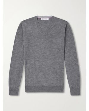 Brunello Cucinelli Wool and Cashmere-Blend Sweater - Grau