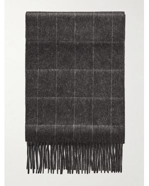 dunhill Fringed Checked Cashmere Scarf - Grey