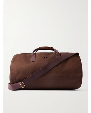 Bennett Winch Logo-embroidered Leather-trimmed Cotton-twill Suit Carrier And Holdall - Brown