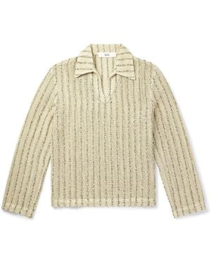 Séfr Marquis Oversized Striped Open-Knit Bouclé Polo Shirt - Natural