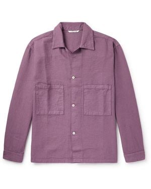 A Kind Of Guise Sayan Garment-dyed Crinkled Cotton Overshirt - Purple