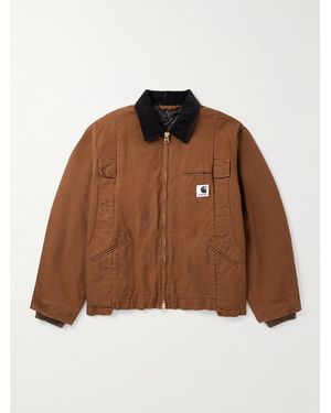 Sacai Carhartt Wip Cotton Corduroy-trimmed Panelled Cotton-canvas Jacket - Brown