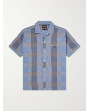 Beams Plus Italian Collar Checked Cotton Shirt - Blau