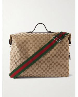 Gucci Medium Monogrammed Canvas And Leather Duffle Bag - Natural