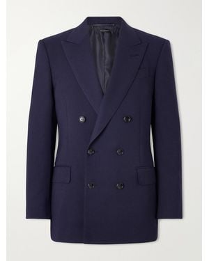 Tom Ford Atticus Double-breasted Wool And Mohair-blend Blazer - Blue