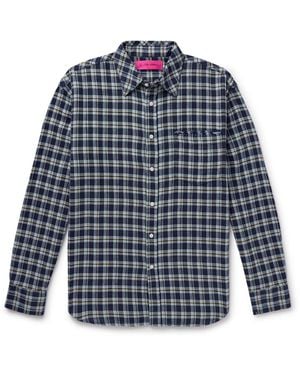 The Elder Statesman Dune Checked Cotton Shirt - Blue