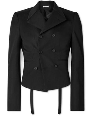 McQueen Double-Breasted Asymmetric Wool-Gabardine Blazer - Black