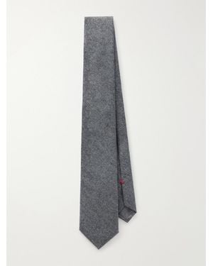 Brunello Cucinelli 8Cm Virgin Wool-Flannel Tie - White