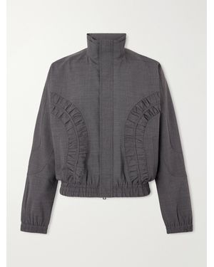 SAGE NATION Fossil Ruched Panelled Twill Blouson Jacket - Grey