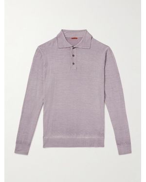 Barena Garment-Dyed Merino Wool Polo Shirt - Purple