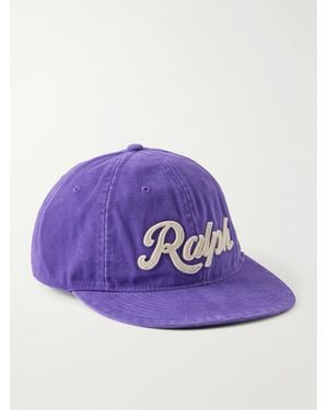 Polo Ralph Lauren Logo-Embroidered Leather-Trimmed Cotton-Twill Baseball Cap - Purple