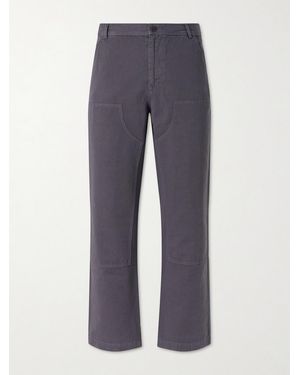 MR P. Straight-Leg Cotton And Linen-Blend Trousers - Blue