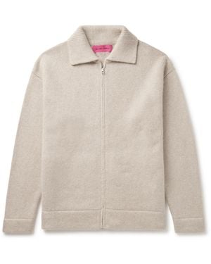 The Elder Statesman Cashmere Zip-Up Sweater - White
