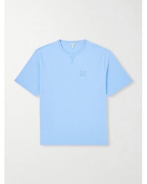 Loewe Logo-embroidered Cotton-jersey T-shirt - Blue