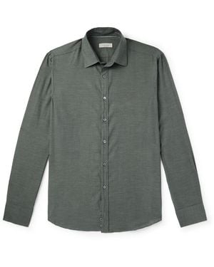 Canali Herringbone Cotton Shirt - Gray