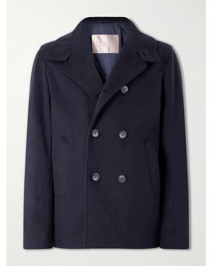 Herno Double-Breasted Woven Coat - Blue