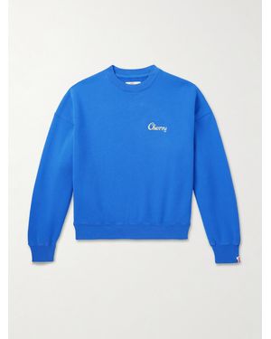 CHERRY LA Logo-embroidered Cotton-jersey Sweatshirt - Blue