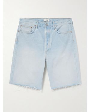 Agolde Anson Straight-leg Frayed Denim Shorts - Blue