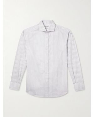 Brunello Cucinelli Striped Cotton-Poplin Shirt - White