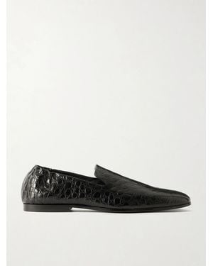 TOTEME Soft Croc-Effect Leather Loafers - Black