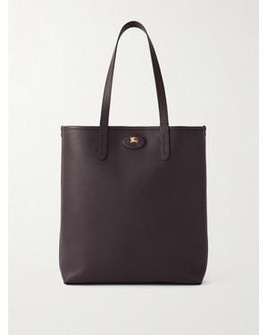 Burberry Reversible Full-Grain Leather And Checked Canvas Tote Bag - Black