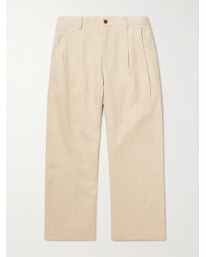 NN07 Justin 1454 Wide-Leg Pleated Linen Suit Trousers - Natural